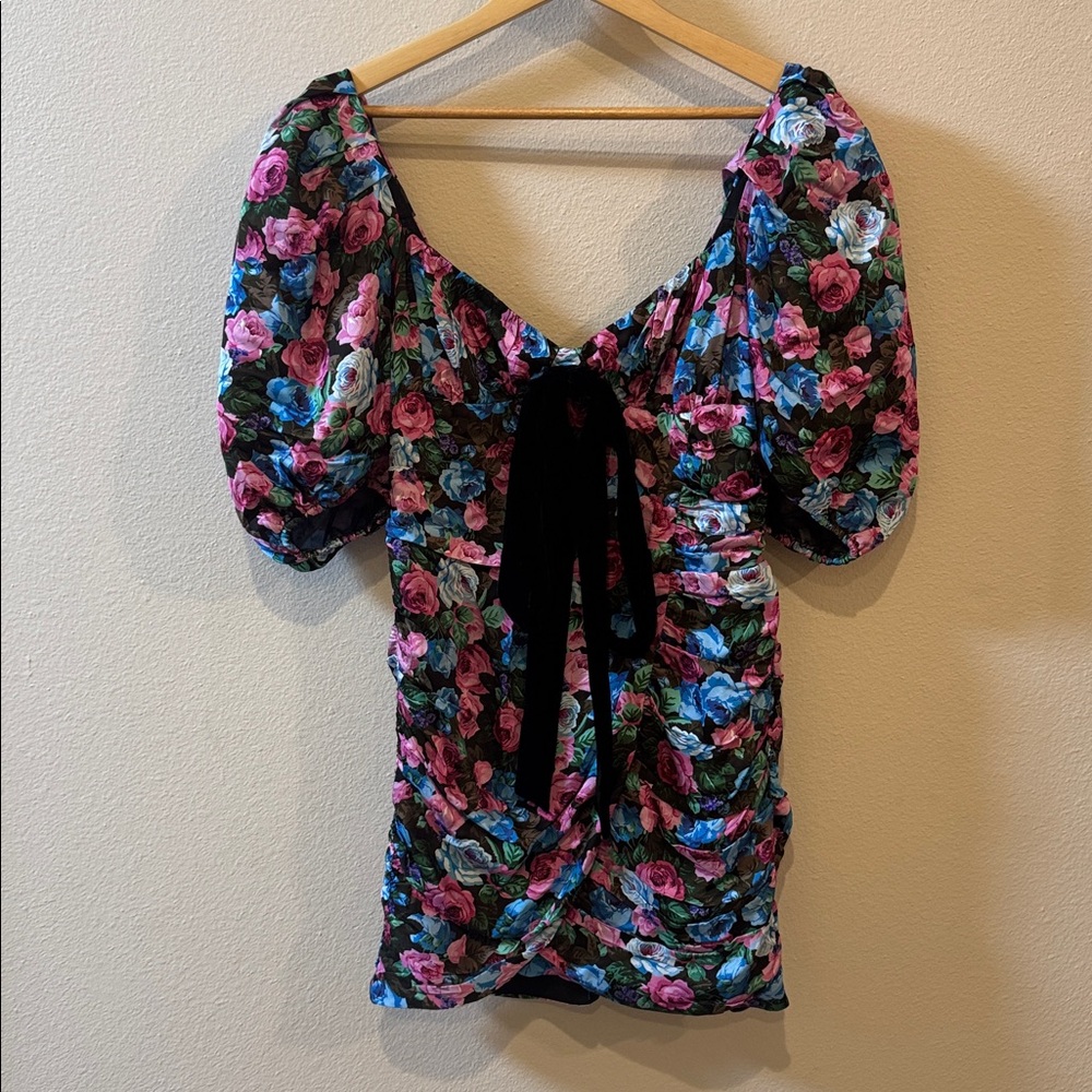 NWT Small For Love And Lemons Black Floral Marlei Mini Dress! - Picture 3 of 16